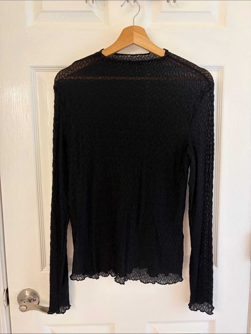 Vero Moda Black Sheer Lace Long-Sleeve Top
